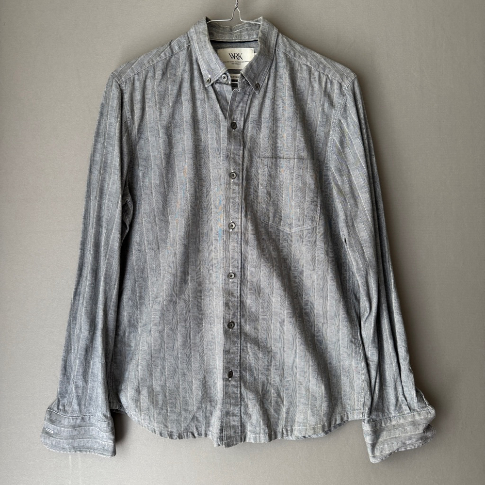 WRK‎ sz S gray plaid button-down shirt